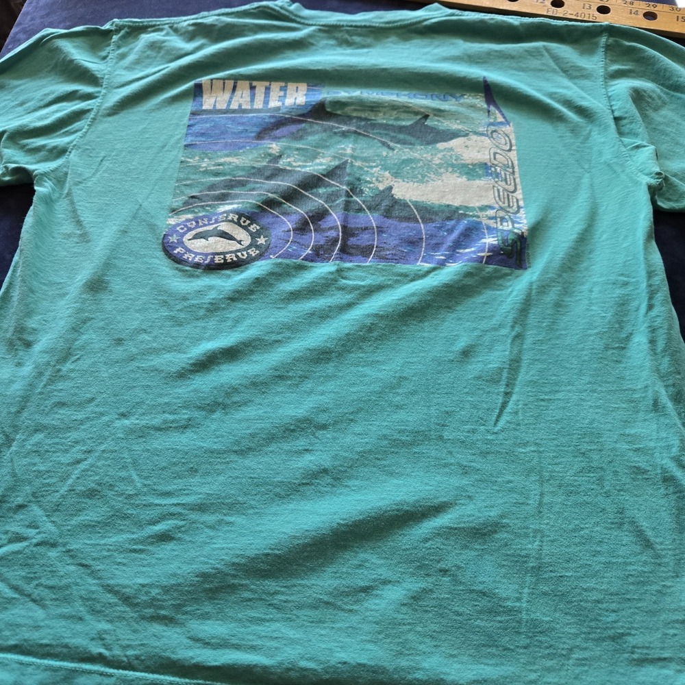 VINTAGE Speedo Men Shirt L Graphic Water 90s USA 100% Cotton